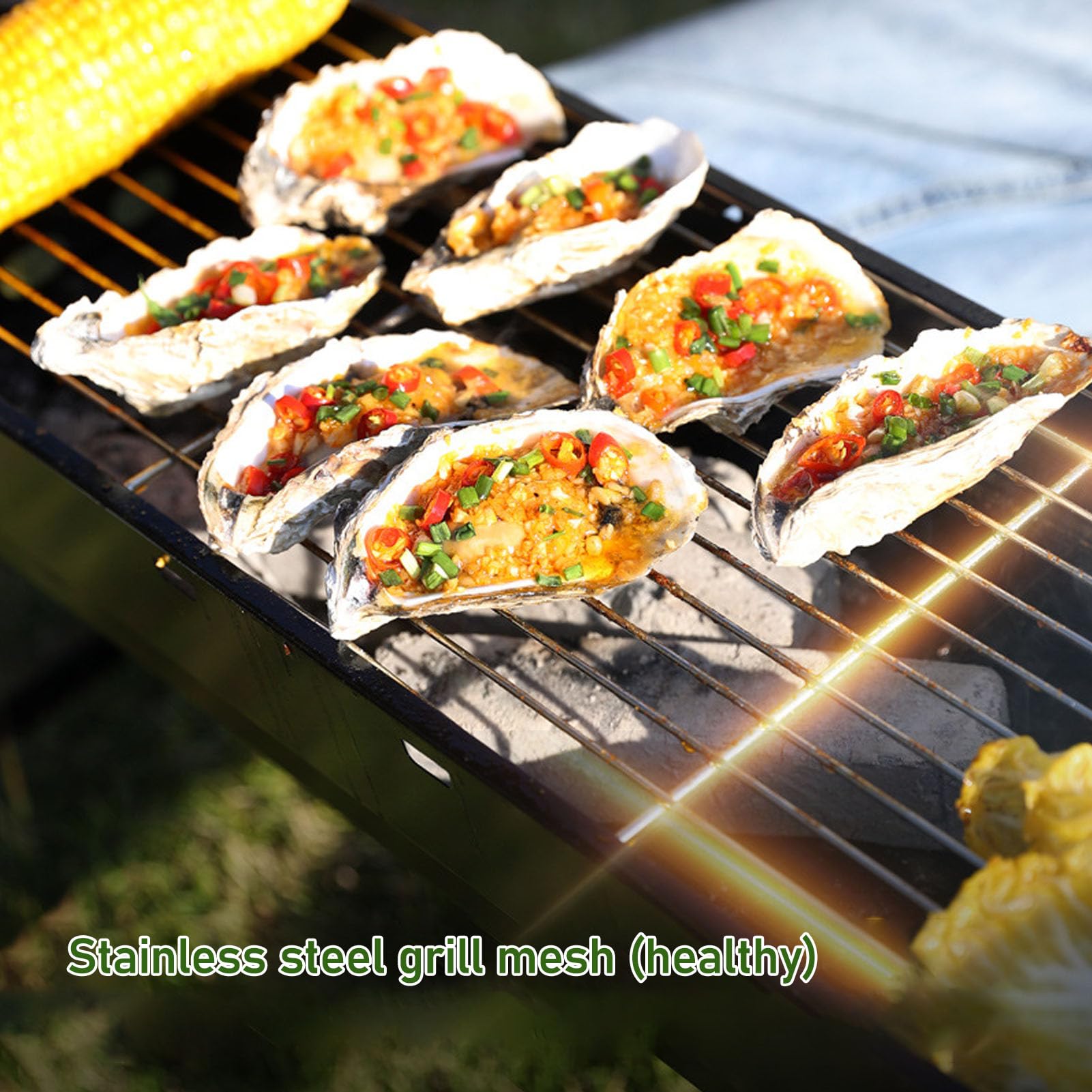 Przenośny Grill Węglowy, Składany Grill Węglowy Ze Stali Nierdzewnej, Blat O Dużej Pojemności, Mały Grill Na Zewnątrz, Kemping, Plaża, 7,72 Cala X 12,56 Cala X 22,95 Cala