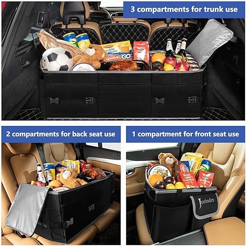 Miniatura 8 de Organizador de maletero con bolsa de enfriamiento aislada y a prueba de fugas incorporada, organizador de carga plegable para SUV con tiras