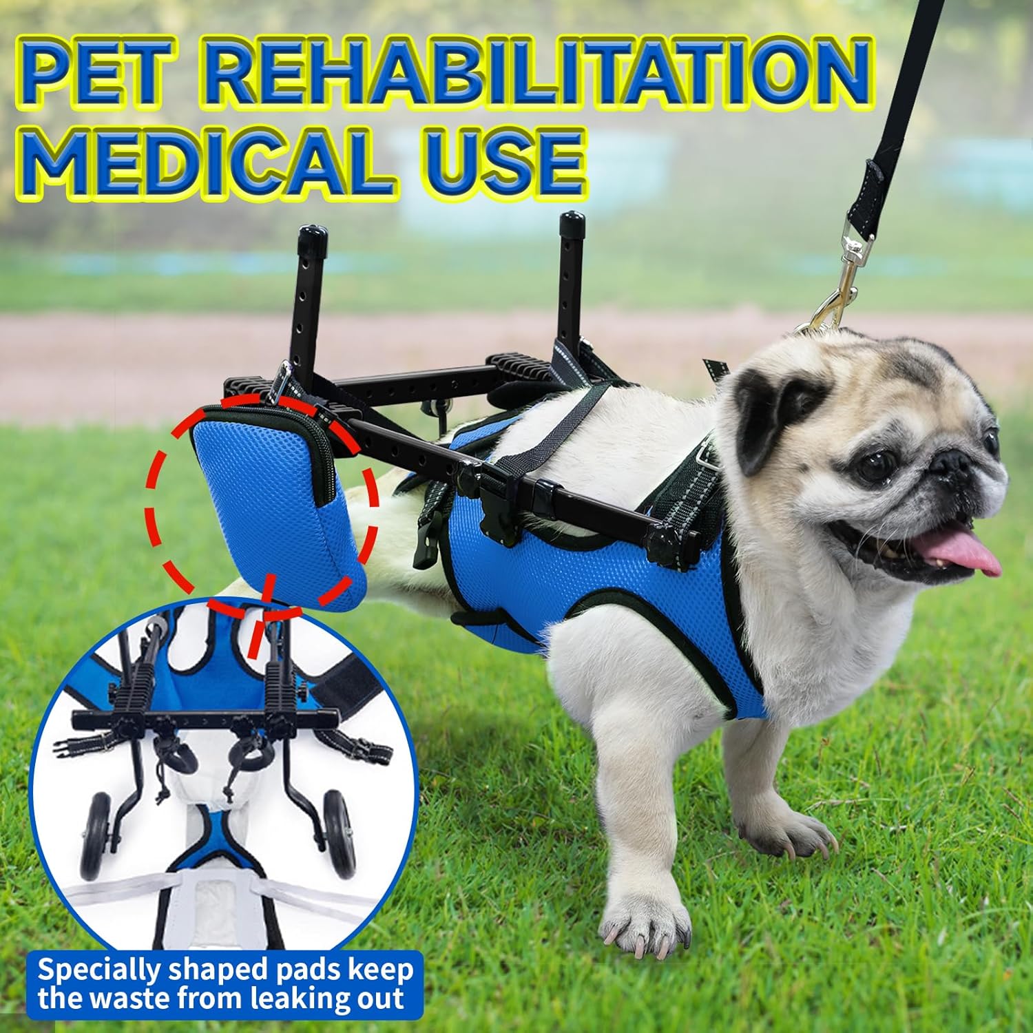 pet Wheelchair for Back Legs,Suitable for Back Legs,Cart Doggy Wheelchair for Disabled Legs Walking Mobility,Cat/Dog Hip Brace Leg Support,