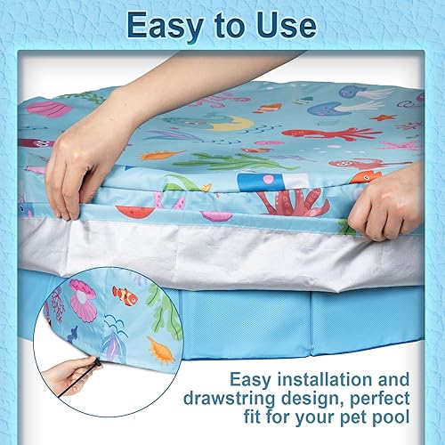 Miniatura 4 de Cubierta redonda para piscina de 71 pulgadas, plegable para niños, cubierta solar para piscina de perros, bañera de niños, cubierta de seguridad