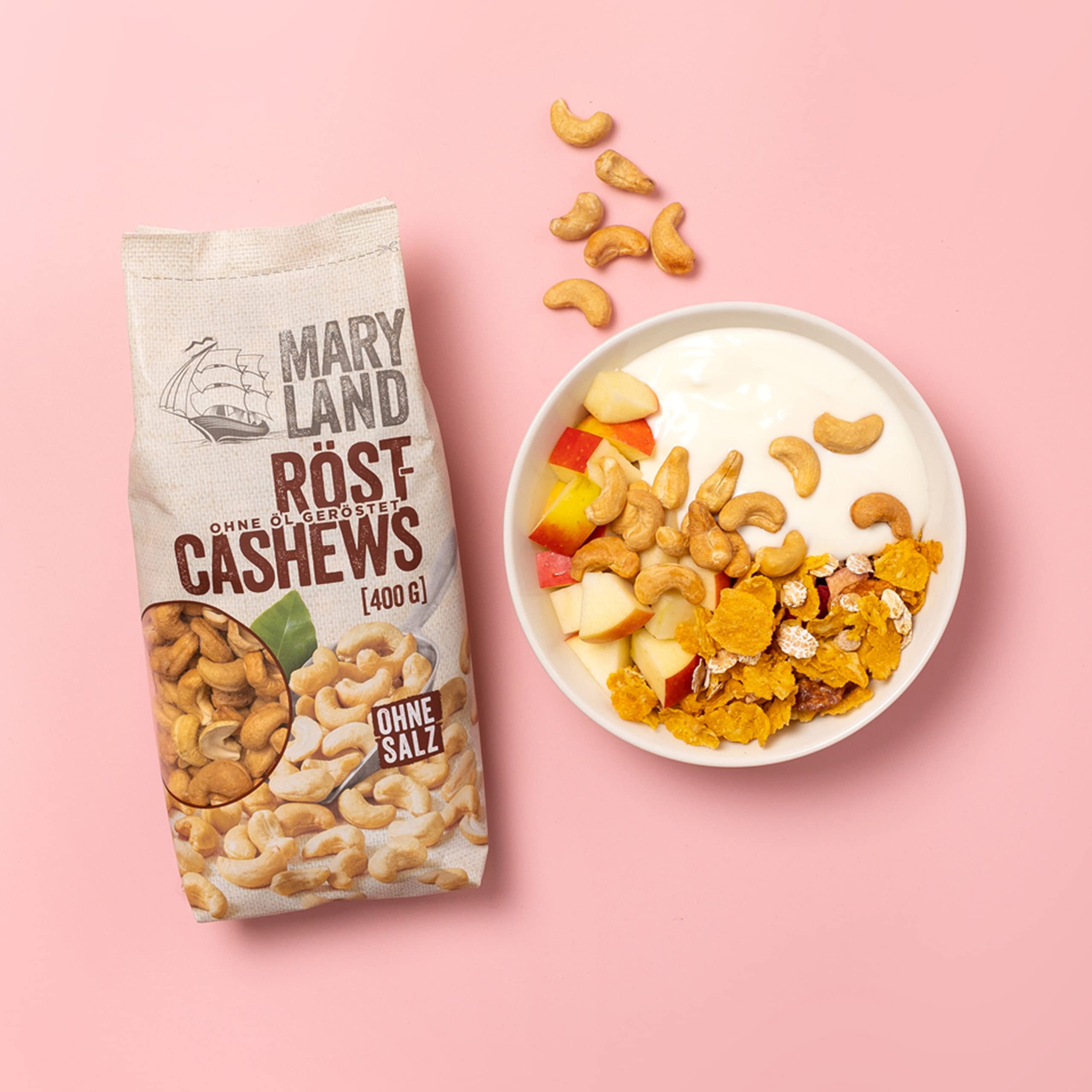 Maryland Röst-Cashews 400g im 6er Pack – Knackige Cashewkerne schonend ganz ohne Öl geröstet – Einzigartiges Aroma aus eigener Röstung in Deutschland (6 x 400g)