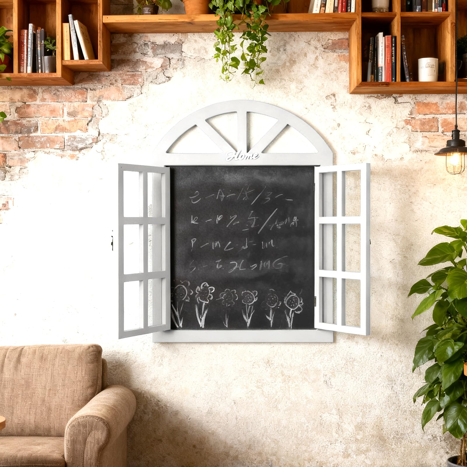 Hängendes Kreidetafel-Schild, Holzfensterrahmen-förmiges Kreidetafel-Schild mit Hängender Nachrichtentafel für Cafés, Restaurants, Cafés, Hochzeiten (7702A-02)