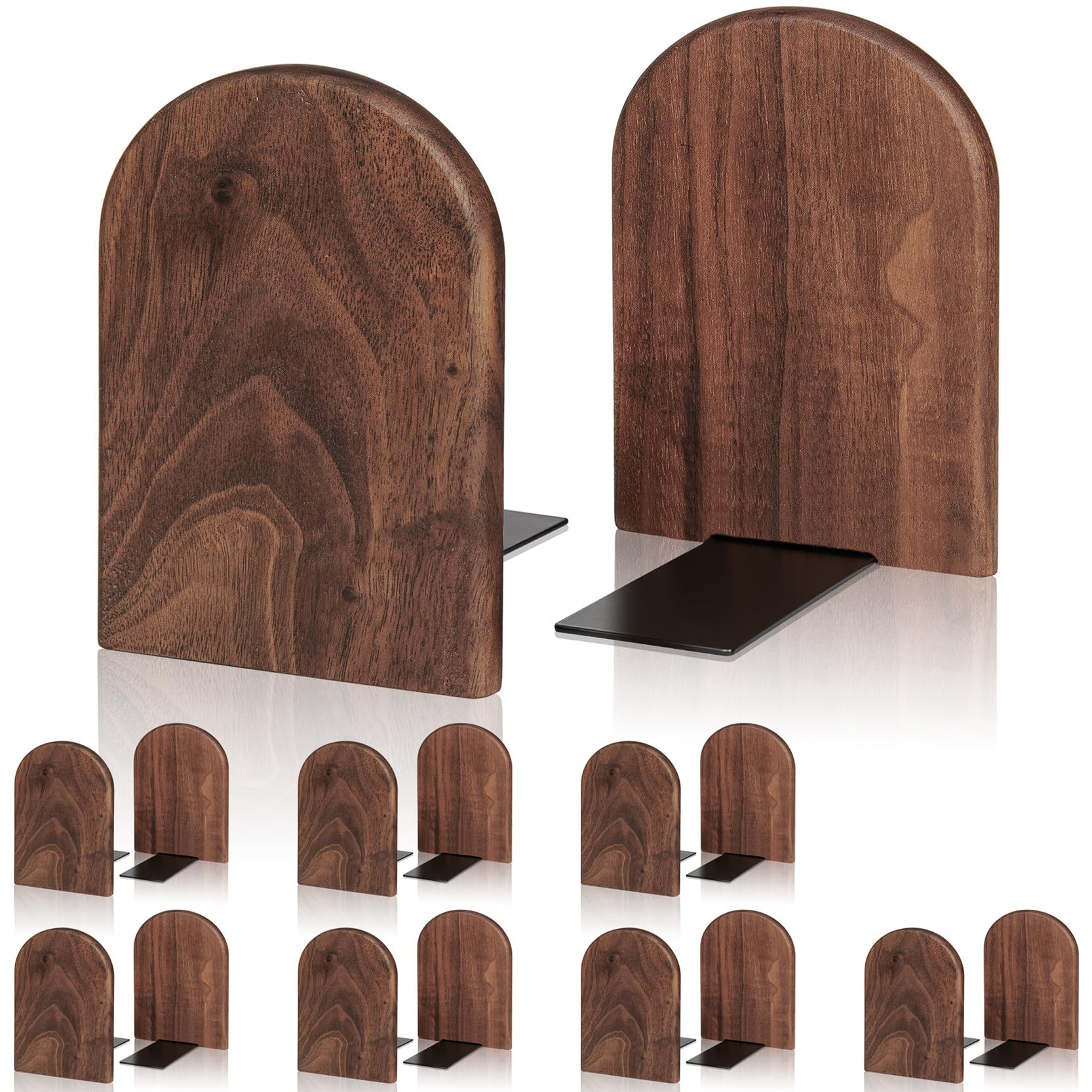 Book Ends,8 Pack Large Bookends Wood Book Ends Universal Economy Bookend (8, Large)