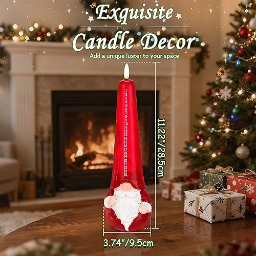 Miniatura 2 de Velas de Adviento sin llama, 1 paquete de velas LED parpadeantes de Navidad, vela sin llama en forma de Papá Noel de Navidad