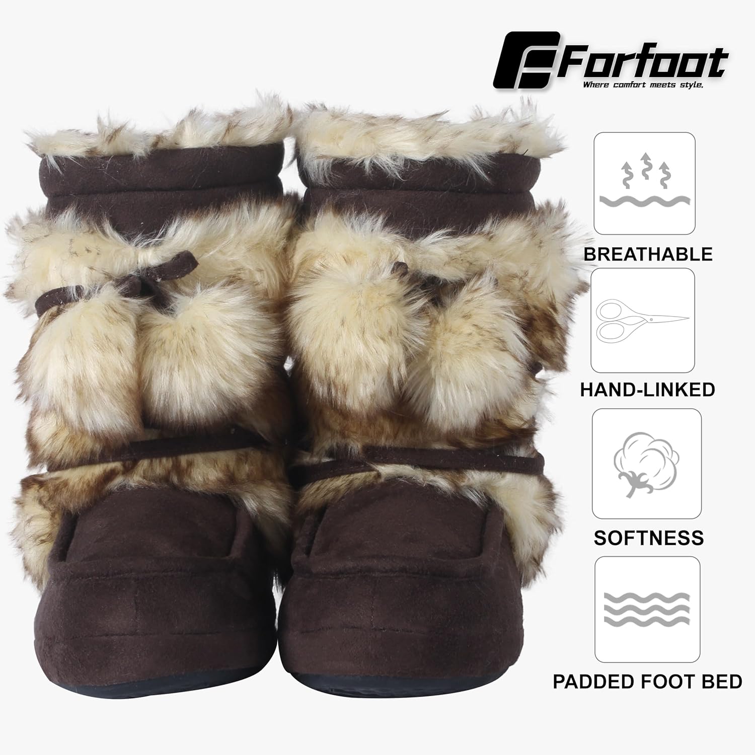 Forfoot Slipper Boots, Cozy Indoor Booties for Women Fluffy Comfortable House Shoes Fuzzy Anti-Slip Boots Winter - Image 3