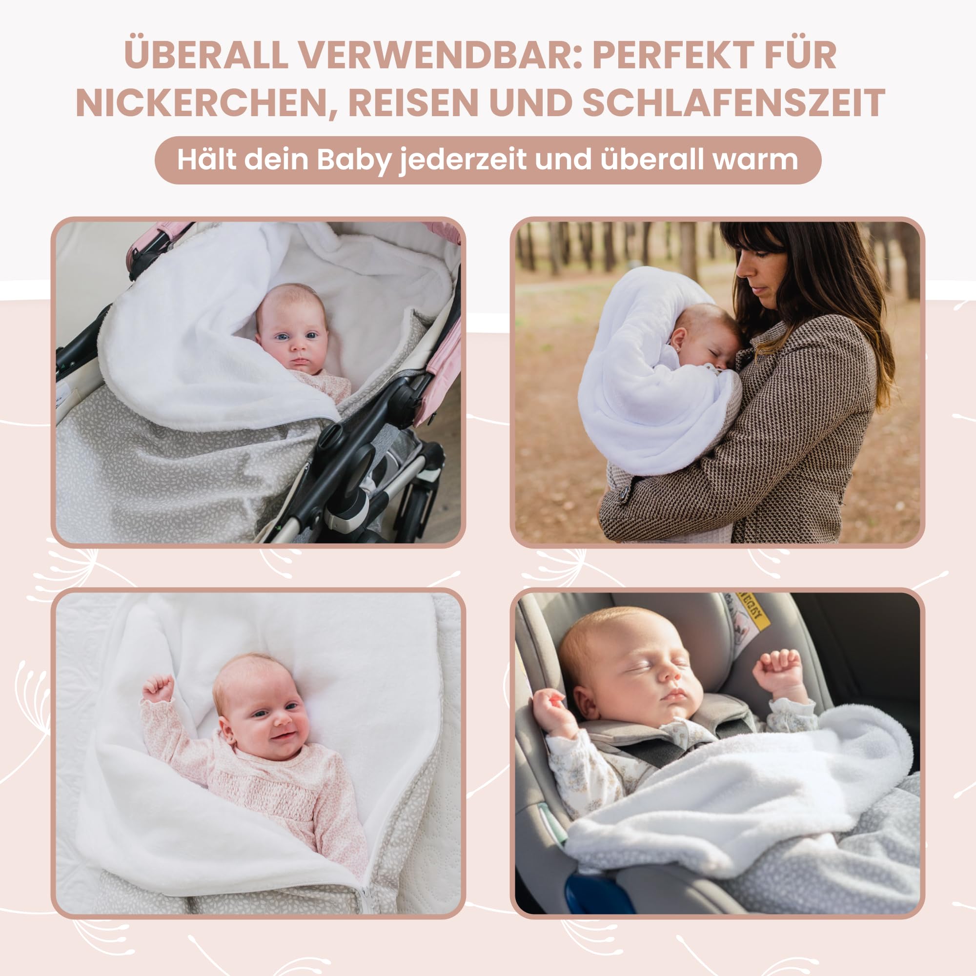 MIMUSELINA Einschlagdecke Babyschale Winter Universal | 2-in-1 Fußsack (92x46 cm) & Decke (92x92 cm) | Weiche Baumwolle für Babyschale, Kinderwagen & Babybett