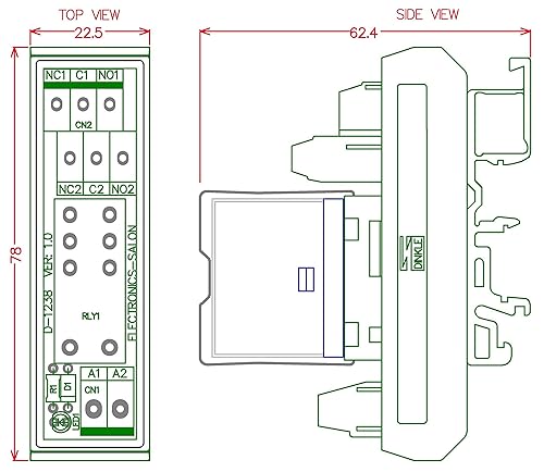 Miniatura 7 de Electronics-Salon Módulo de interfaz de relé de potencia SPDT de montaje en riel DIN delgado de 12 V ACDC 12V, G2R-1-E 12V.