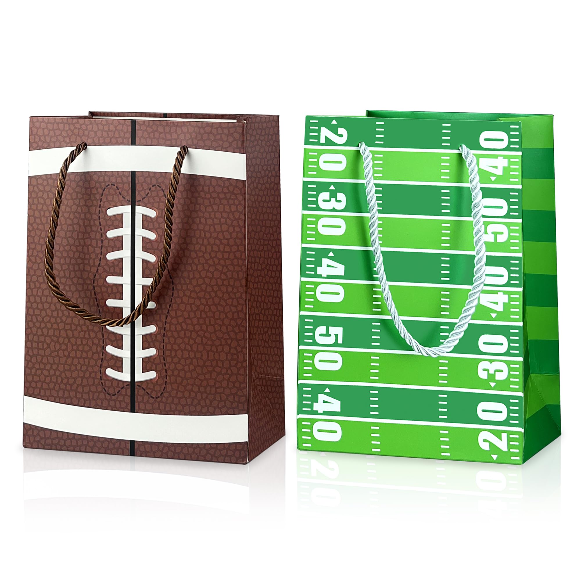 16PCS Football Gift Bags with Handles have Two Different Classic Patterns for Sports Game Parties Easy Carry Wide Applications Perfect Football Gift Bags Bulk and Party Favors