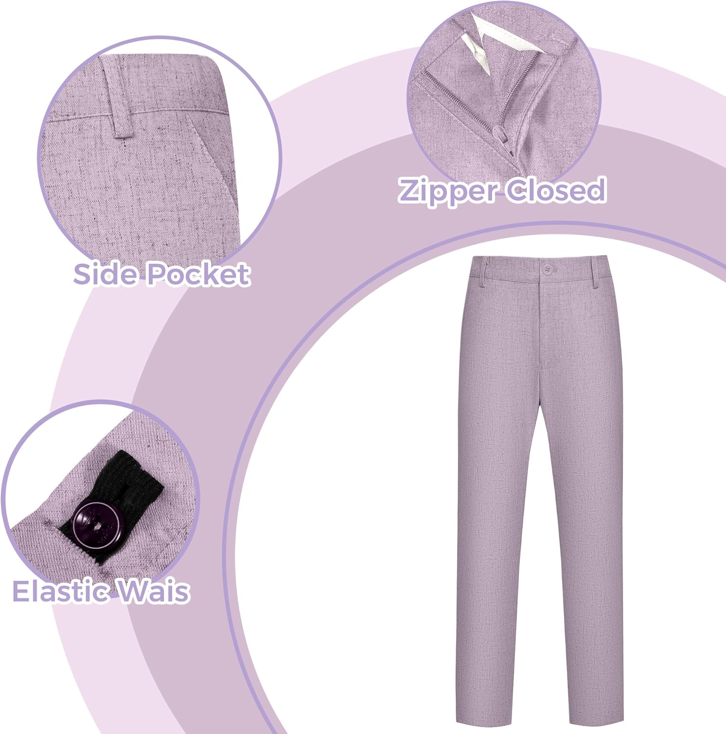 Boys Linen Suit 4 Pcs Tuxedos Formal Lightweight Suits for Boy Vest Pants Shirt Tie Set Wedding Outfit Party School - Image 4