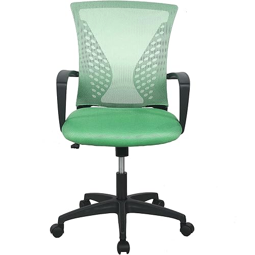 PayLessHere Office Chair Desk Chair Computer Chair Ergonomic Chair Adjustable Executive Mesh Mid Back with 360 Degree Swivel Wheels Lumbar Support Armrest, Green