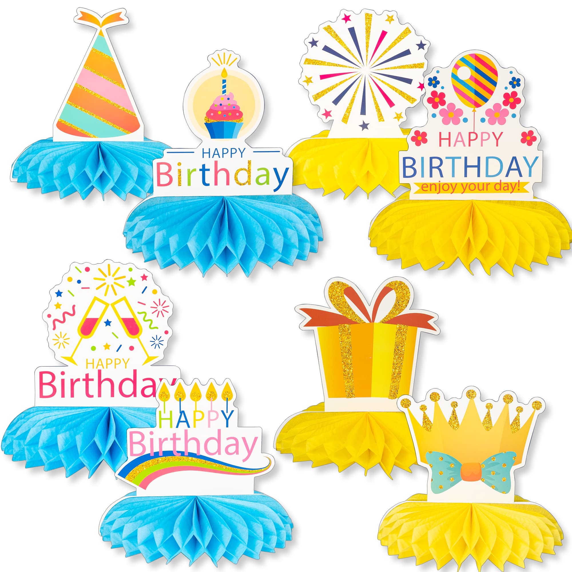 Uptotop 8Pcs Birthday Centerpieces, table toppers