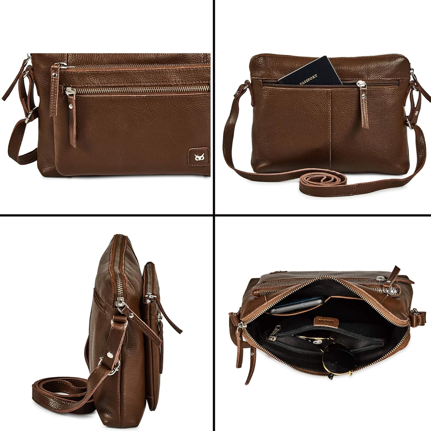 Wise Owl Accessories Leather Small Crossbody Bags for Women Soft Pebbled Purses & Handbags Sling Shoulder Crossover - Image 6