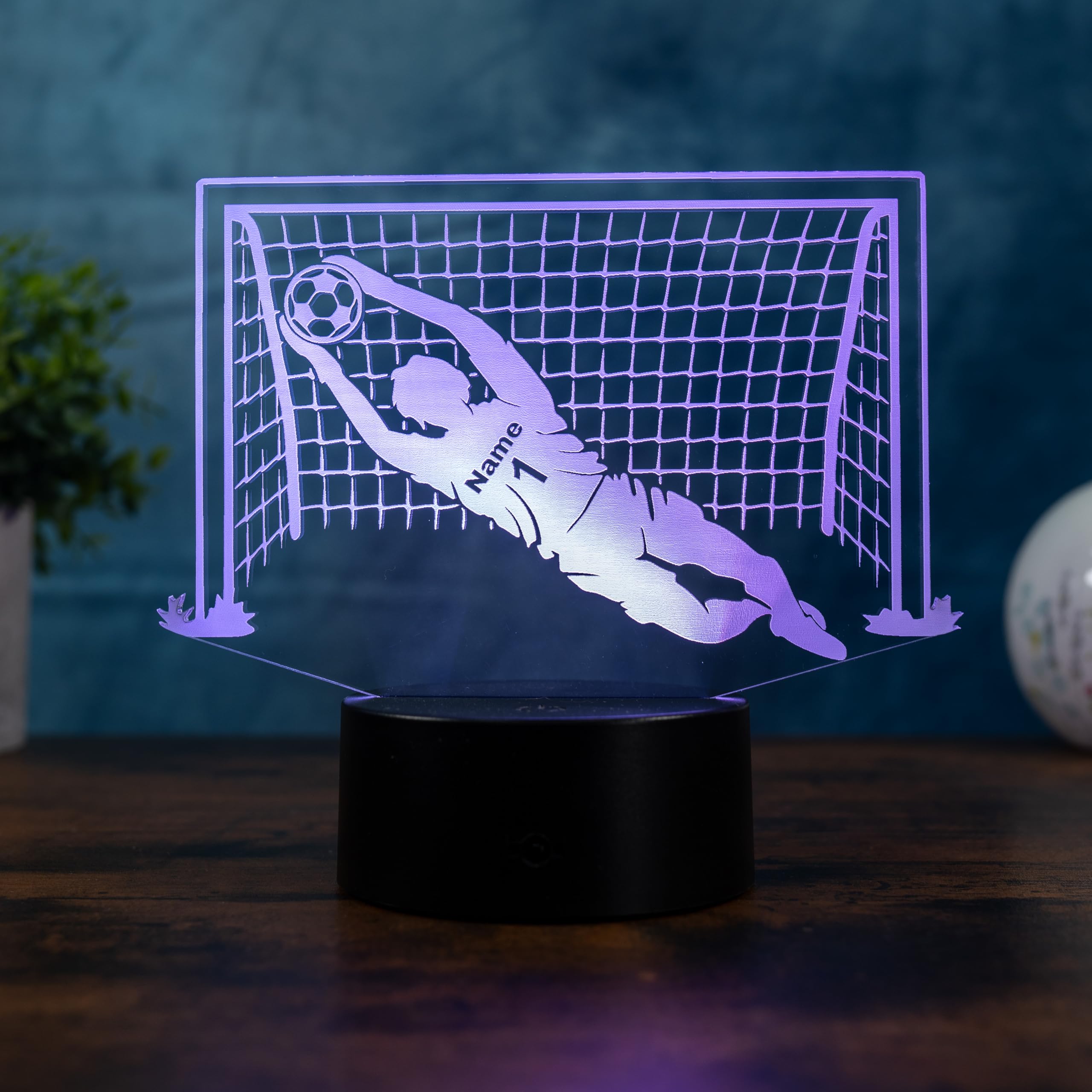 Personalisierte Fußball Torwart Lampe – 3D LED Nachtlicht mit Name – Geschenk für Torhüter & Fußballfans – Fußball Lampe mit Gravur – Deko für Jungs & Männer