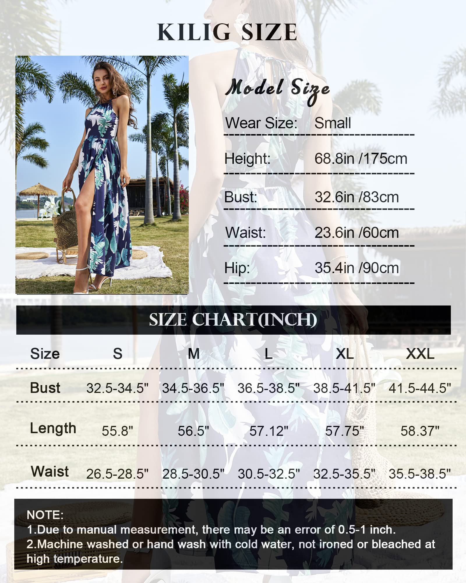 KILIG Abito Estivo Maxi Abito Lungo da Donna Allacciatura al Collo Elegante Abito Estivo Abito da Festa per invitati a Nozze Abito Casual con Spacco