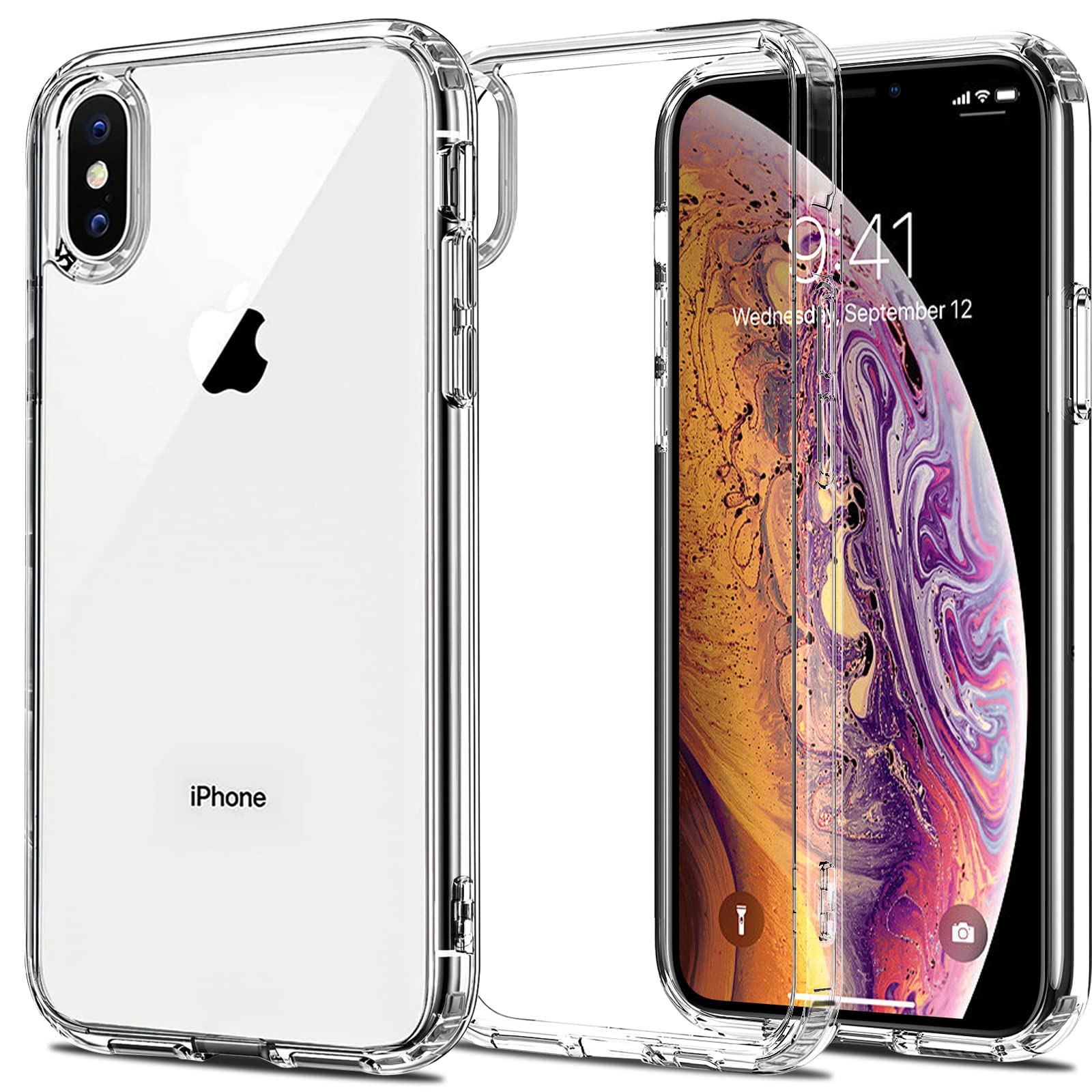 INFOSUN for iPhone Xs Max Case Clear Cover [Anti-Yellowing] Ultra Thin Silicone Shockproof Back Cases Transparent Protective Phone Case for Apple iPhone Xs Max 6.5 inch 2018 - Crystal Clear