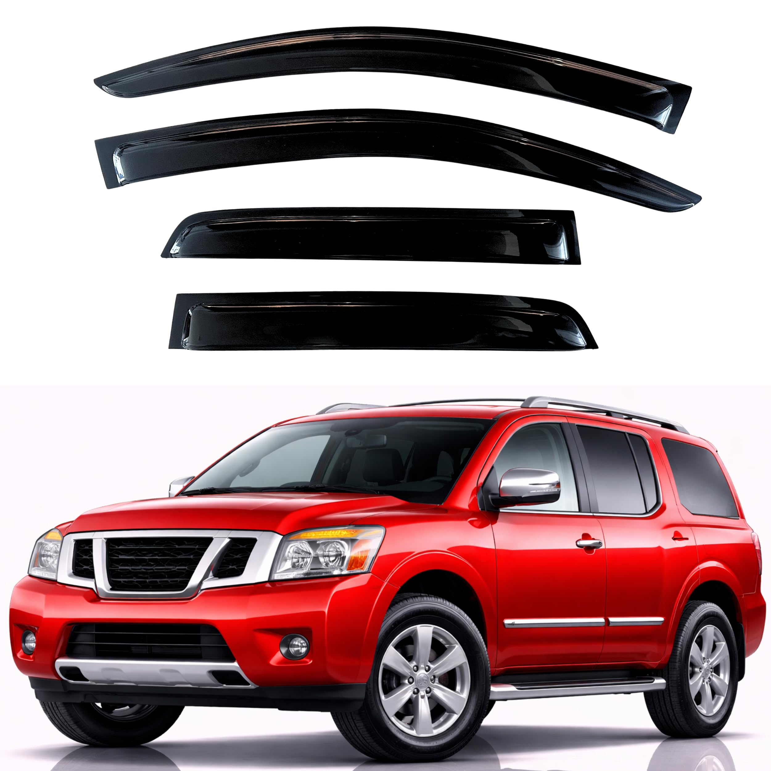 KPY Rain Guards Fit for 2004-2016 Nissan Armada, Out-Channel Window Visors Vent Wind Deflectors 4PC, Car Accessories for 04-16 Armada