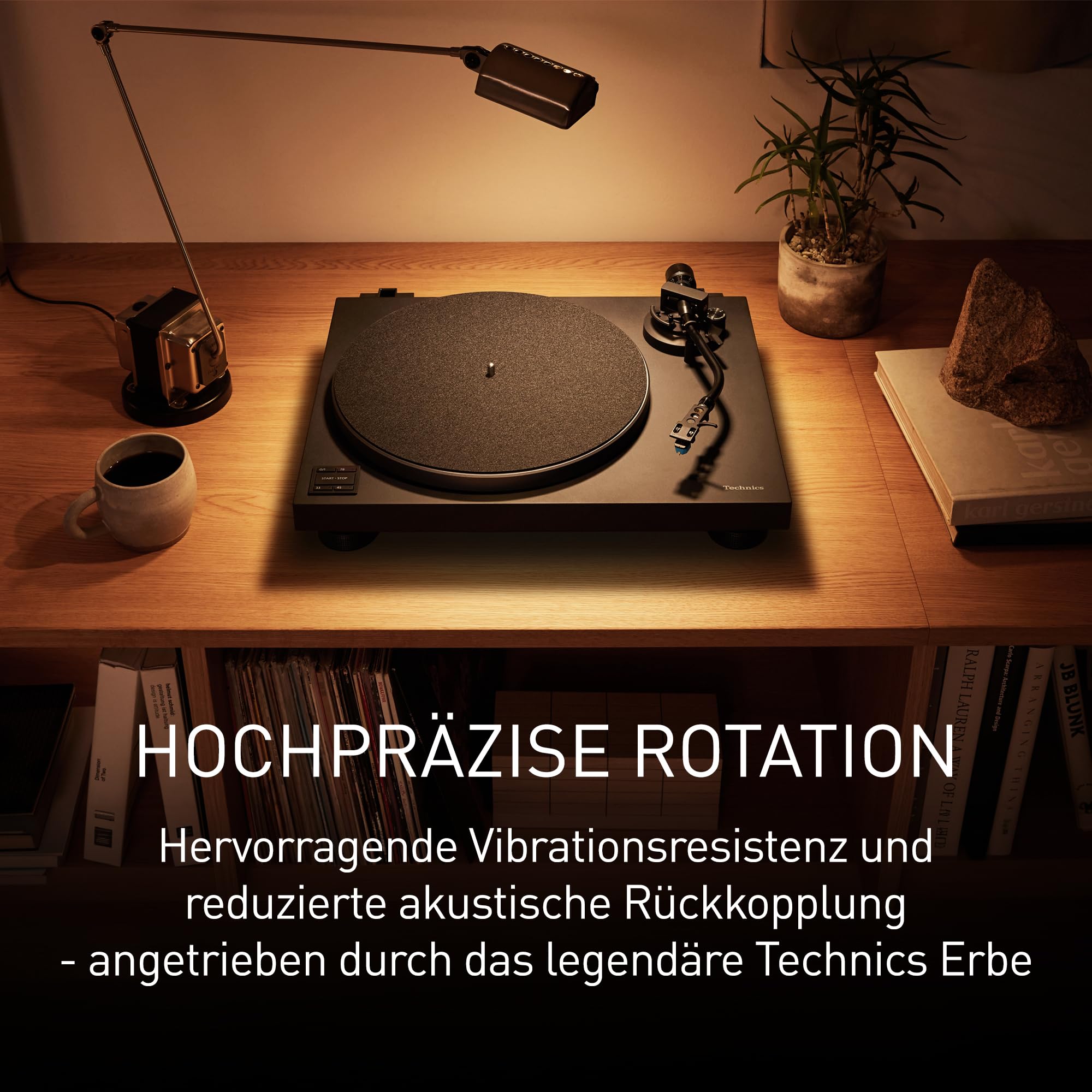 Technics SL-40CE-K Plattenspieler mit Direktantrieb, kernloser Motor, integrierter Phono-Equalizer, AT-VM95C Tonabnehmer, Aluminium-Plattenteller, Schwarz