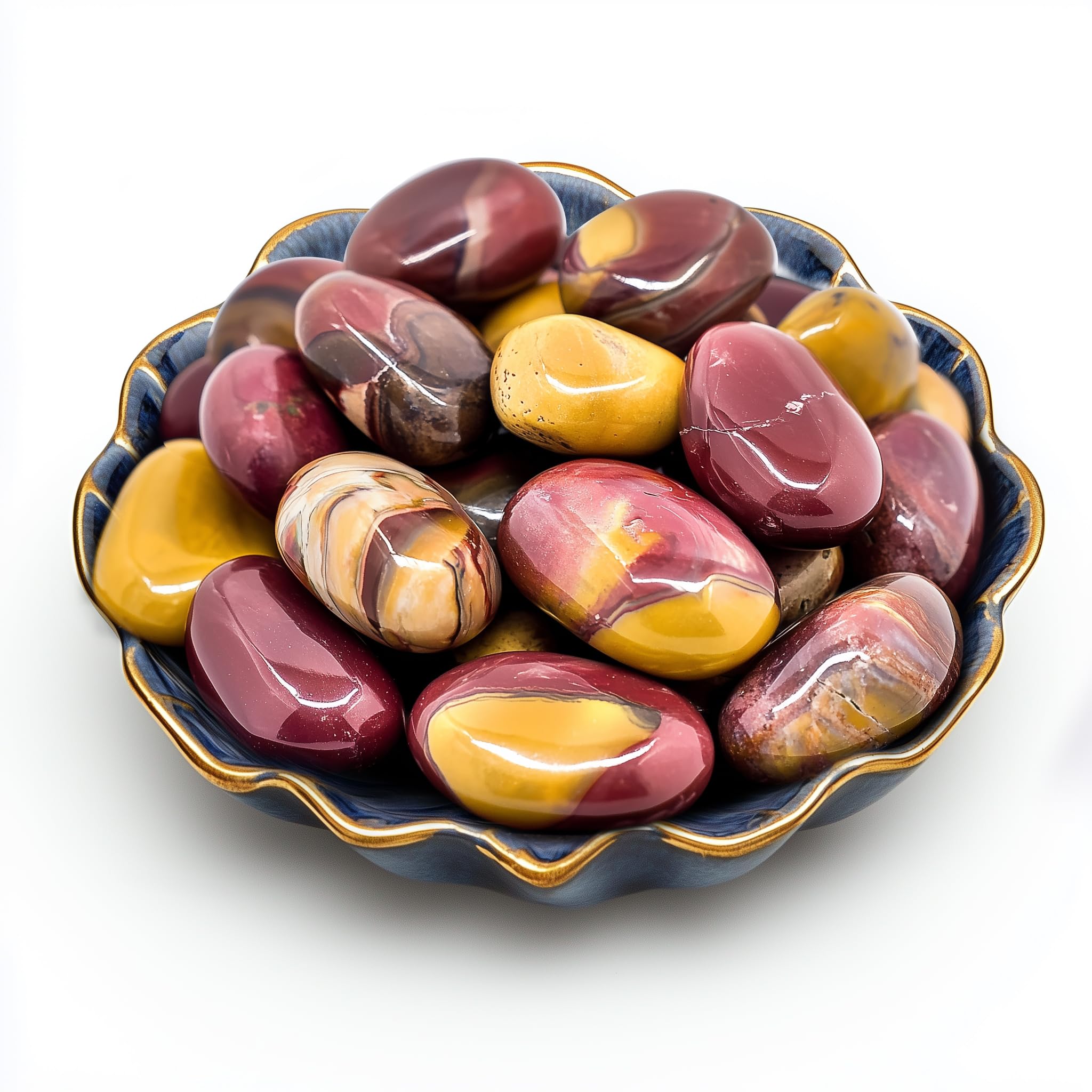 Polished Stone Set Mookaite Jasper Crystals, 0.8" Handpicked Tumbled Gemstones Rocks, Pebbles for Reiki, Chakra, Healing, Home Decor