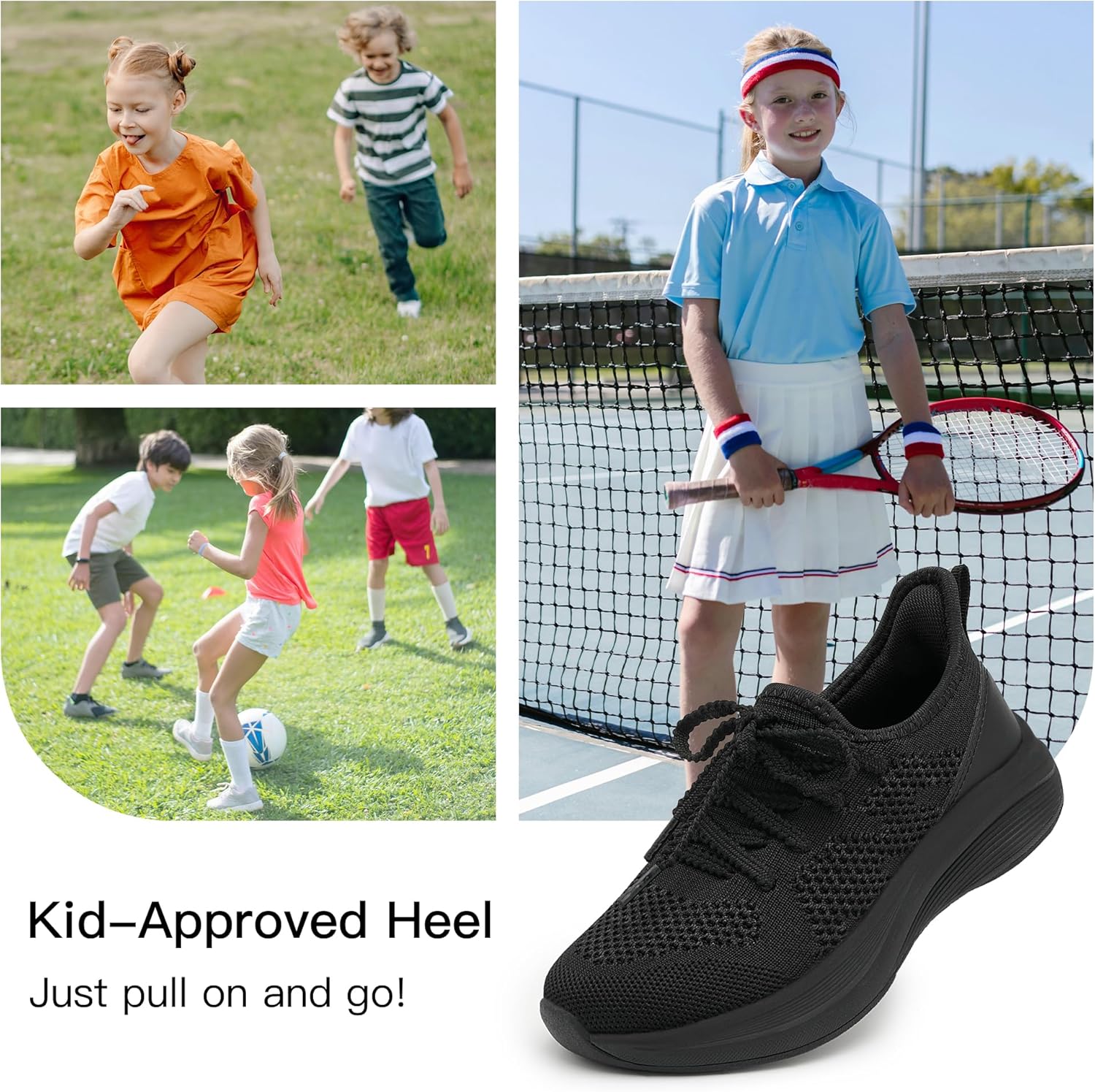 Stelle Girls Sneakers Kids Tennis Running Walking Shoes Slip-On Athletic Non Slip Lightweight Breathable Sport Shoes for Little/Big Kid - Image 2