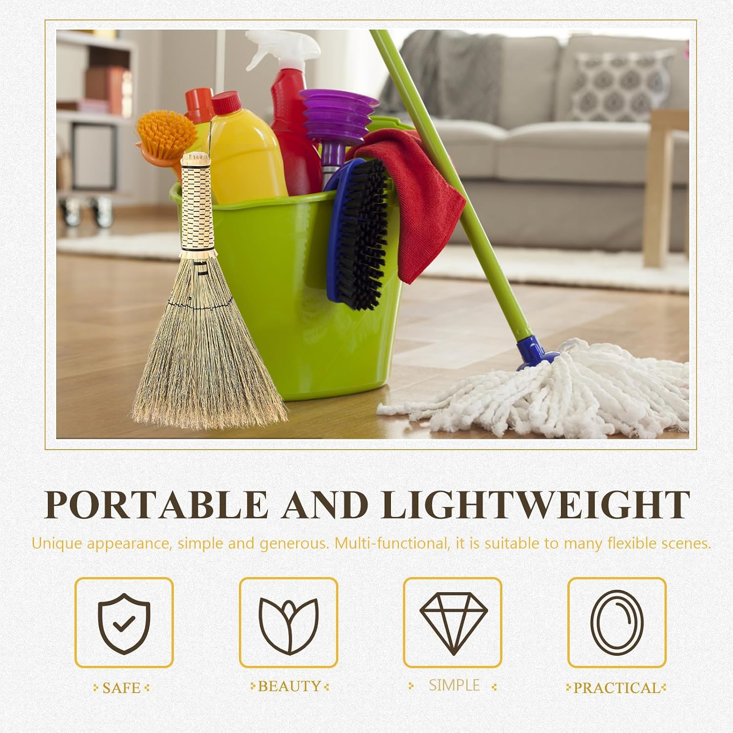 Beavorty Handmade Small Corn Whisk Broom 26cm Straw Bedside Desktop Sweeping Brush Household Woven Hand Broom for Home Cleaning