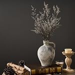 PORCER Antique Ceramic Vase, 8.3 Inch Terracotta Vase with Handle, Boho Decor Decorative Vase, Rustic Vase for Home Decor, Farmhouse, Living Room, Floor, Wedding, Christmas- Gray