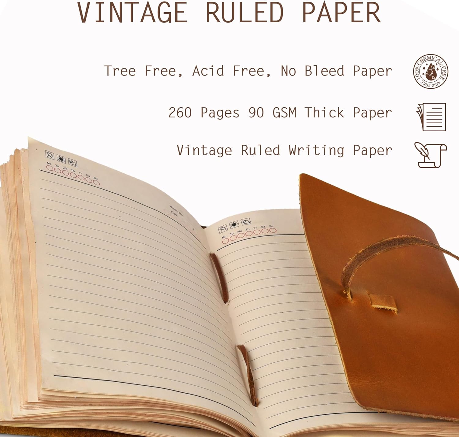 LEATHER VILLAGE Lined Paper Leather Bound Journal-260 Pages, Tan Brown, 11.5 X 8.50 Inches (A4) - Book of Shadows - Writing Notebook, Daily Notepad, Travel Diary For Women/Men