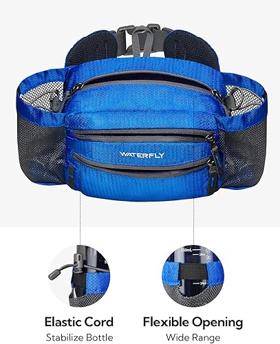 Miniatura 6 de WATERFLY Riñonera cangurera Riñonera para mujeres y hombres con dos soportes para botellas de agua para senderismo, para correr, caminar, caminar,