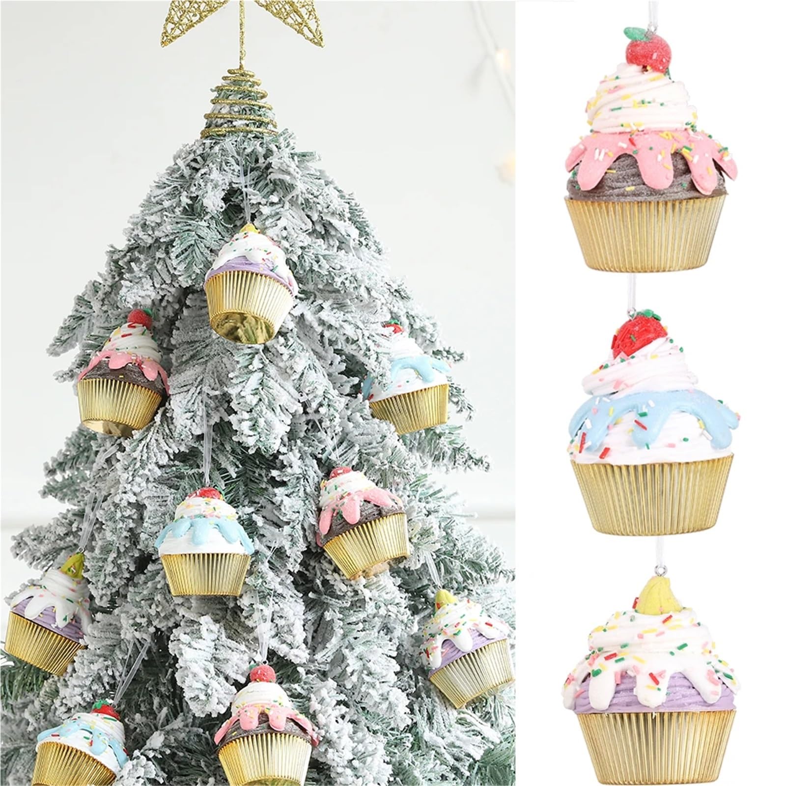 3 uds decoración de Pastel Navidad Rosa Azul púrpura hogar árbol Adornos Colgantes Año Nuevo para Navidad Invierno Fiesta DecoracióN