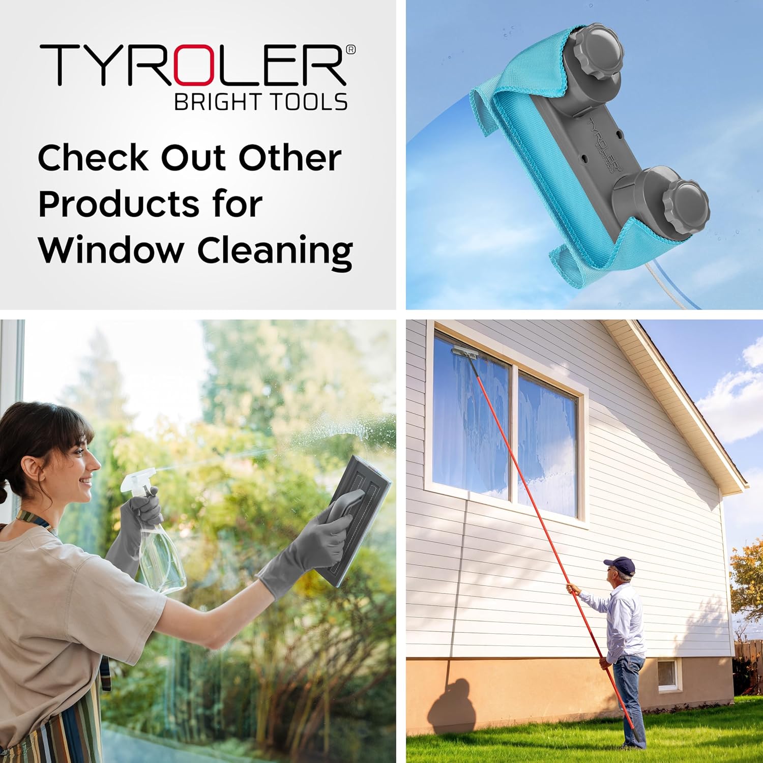 Tyroler Outside Magnetic Window Cleaner Tool | The Glider D-2 AFC Double-Sided Window Cleaners Tool Fits Windows 0.1"-0.7" Thick | Magnet Window Cleaner | Magnetic Glass Cleaner | Limpiador magnetico