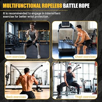 Ropeless Battle Ropes, Upgraded Heavy Duty Portable Cordless Battle Ropes for Home Gym with Poster & Non-Slip Soft Handles for Wrist Protection, Exercise Rope for HIIT and Low-Impact Aerobic Training