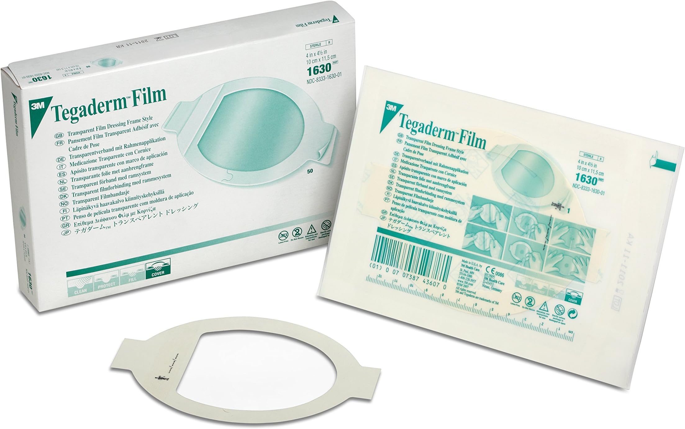 3M™ Tegaderm™ Transparent Film Dressing Frame Style, 1630, Oval, 4 in x 4-1/2 in (10 cm x 11.5 cm), 50/ct 4ct/Case