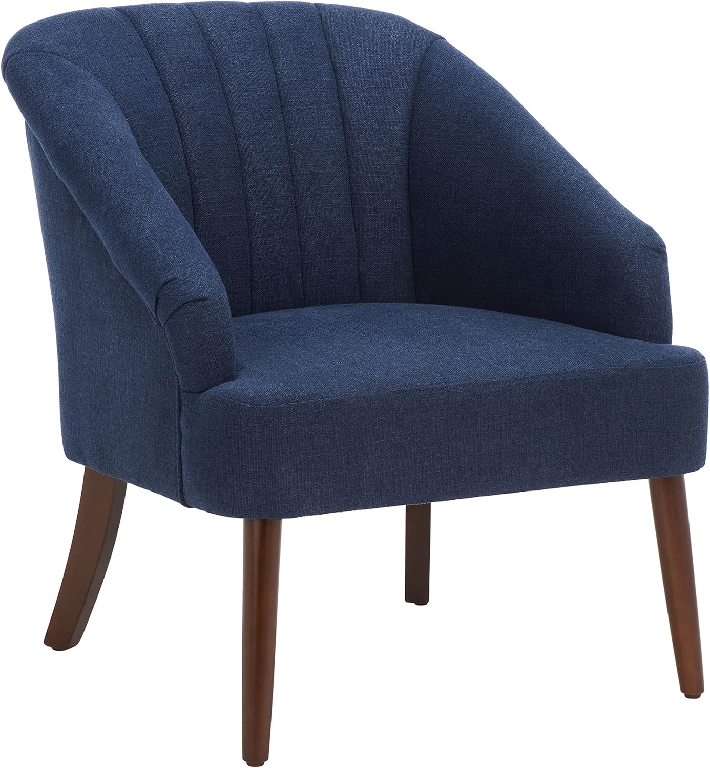 SAFAVIEH Home Collection Quenton Navy/Walnut Channel Tufted Accent Chair