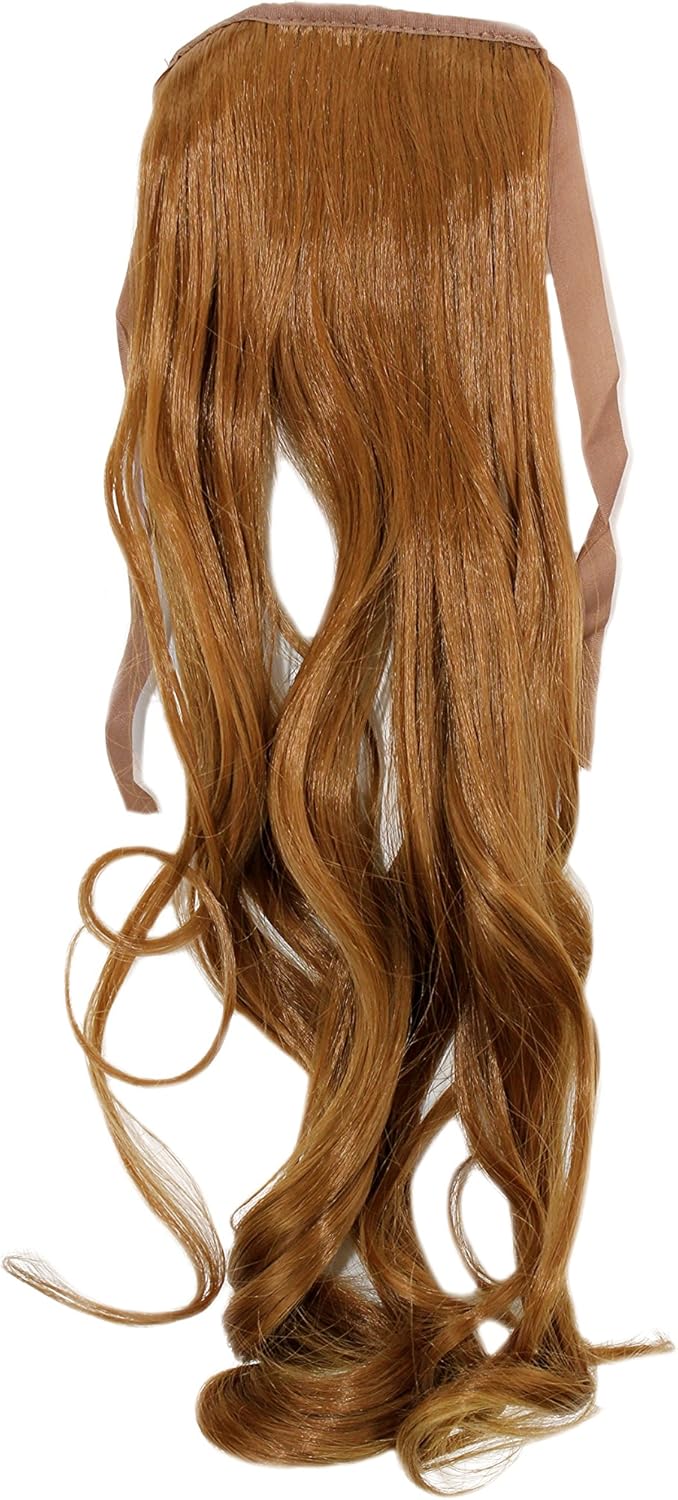 WIG ME UP - YZF-TC18-27 Hairpiece Pontail Pigtail extension slim light wavy comb and ribbon strawberry blond 18inch