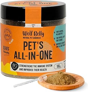 Wolf Belly - 8 in 1 Probiotika Hund und Katze 100% Natürlich (180 gr) Vitamine für Hunde Pulver, Nahrungsergänzungsmittel Hund Immunsystem Stärken mit Spirulina, Vitamine und Mineralien - All in One product image