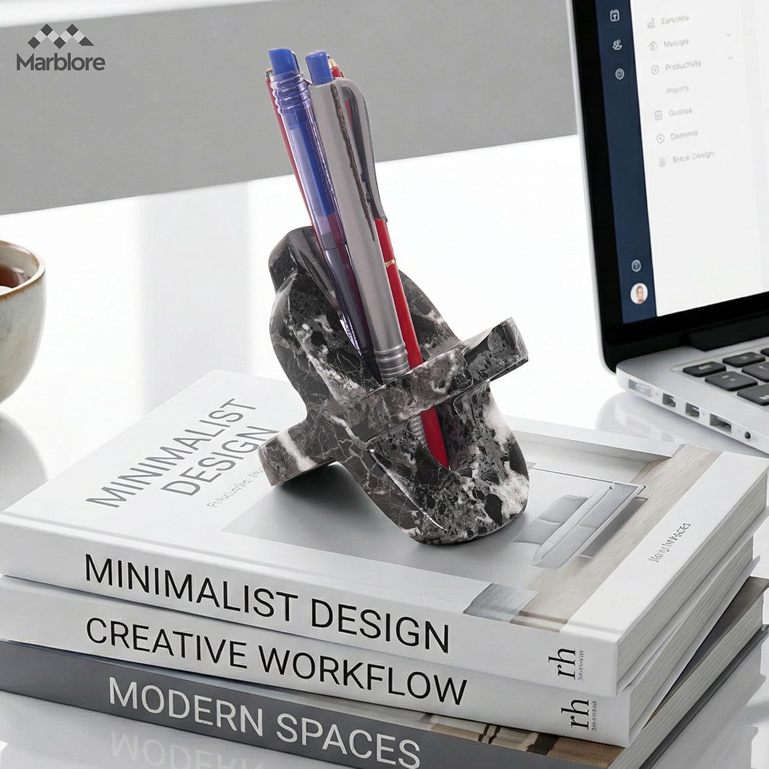 Marble Cell Phone Stand Holder Black Zebra 4'' Office Stationery Supplies, Remote Control Holder for Modern Office Desk, Ideal Phone Stand, Key & Sunglasses Stand Valentines Day Decor