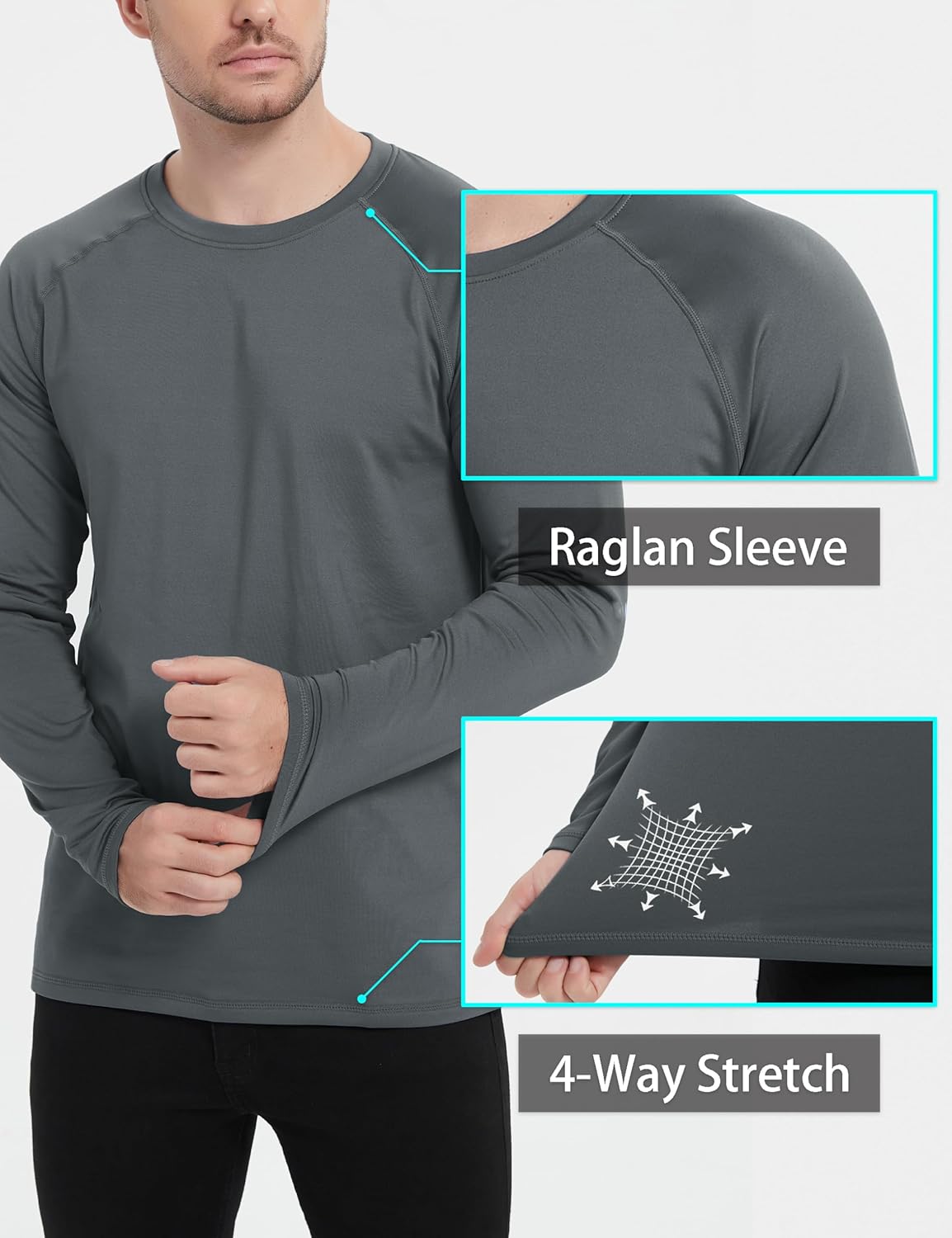 Cavva Mens Thermal Long Sleeve Shirts Base Layer Midweight Fleece Lined Undershirt Warm Athletic Workout Tops - Image 5