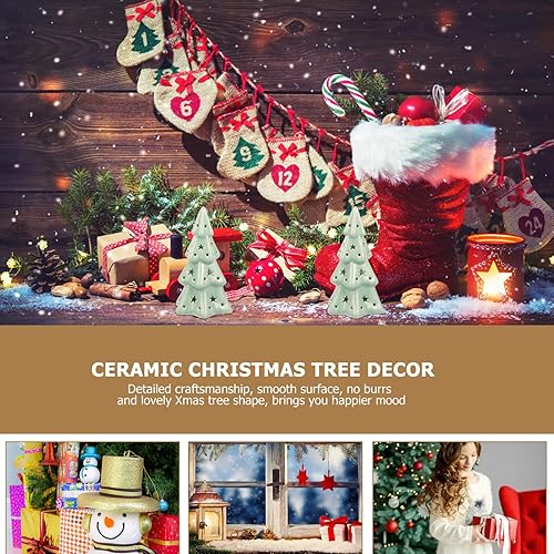 Miniatura 4 de EXCEART Adornos de mesa de cerámica para árbol de Navidad, decoraciones navideñas, modelo de árbol de Navidad, decoración de escritorio para