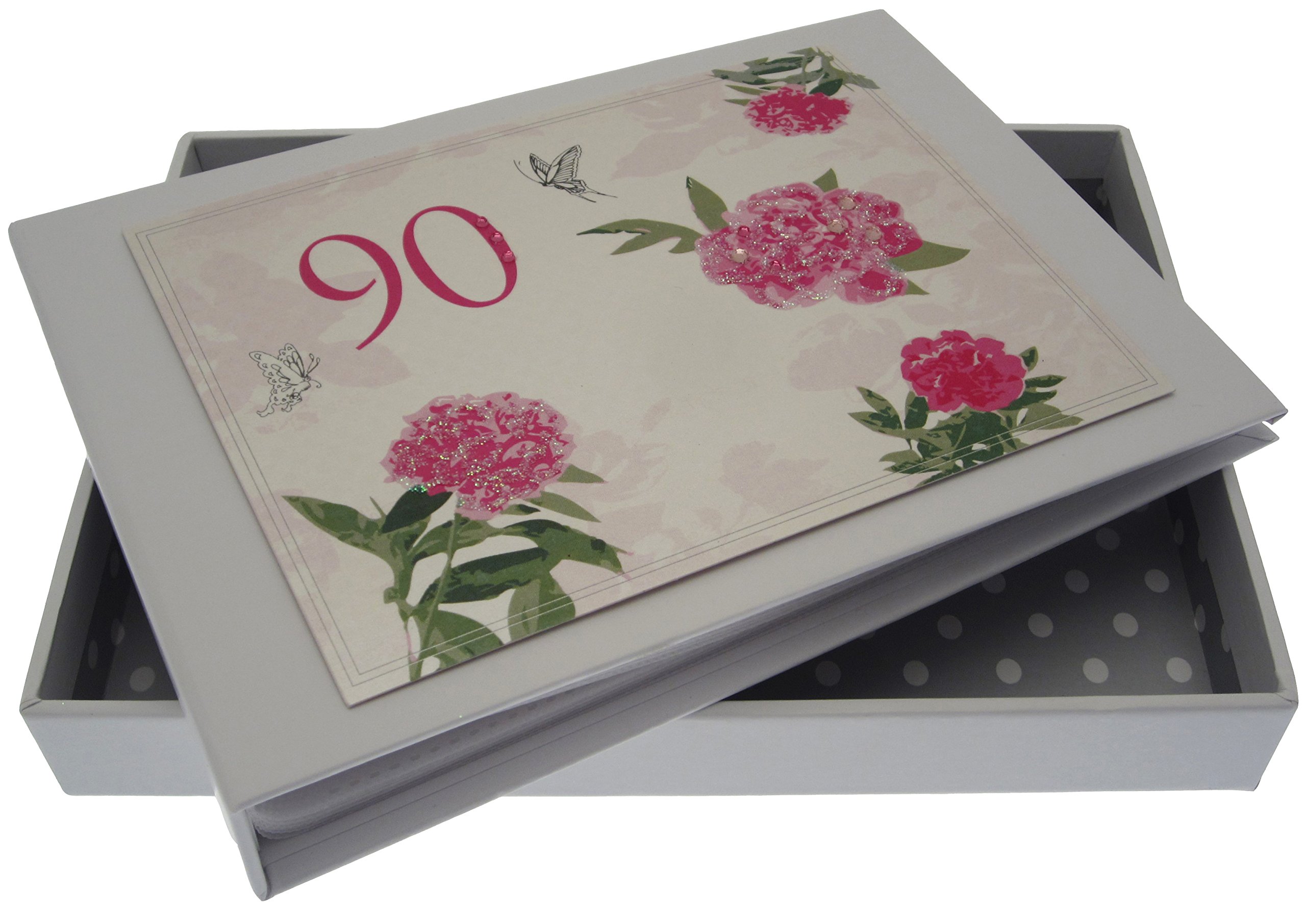 WHITE COTTON CARDS ROS90T , 90th Birthday, Tiny Album, English Roses,12.5x17.5x2.5 cm