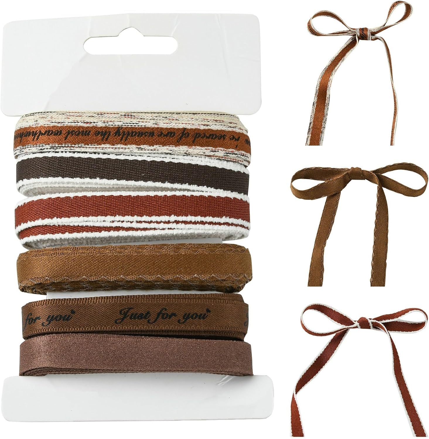 LiQunSweet 18 Yards 3/8 inch(11mm) 6 Styles Fall Ribbons Autumn Harvest Ribbons Polyester Chocolate Satin Ribbon Thanksgiving Ribbon for Gift Wrapping Weddings Party Hair Bow Invitation Decor
