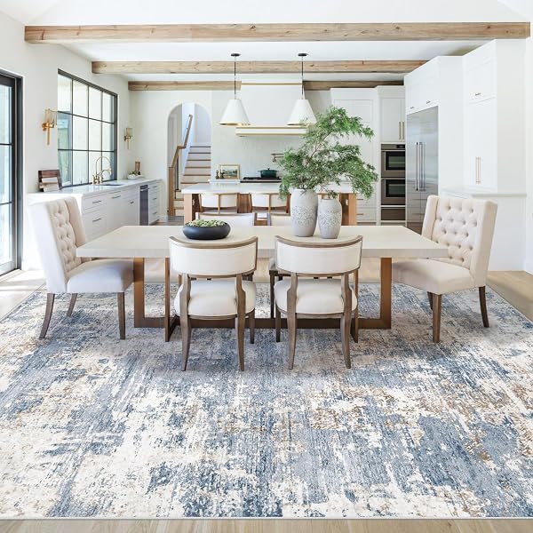 Easy Neutral Rugs Living Room Ideas for a Balanced Look 11 Soft Blue Modern Abstract Rug