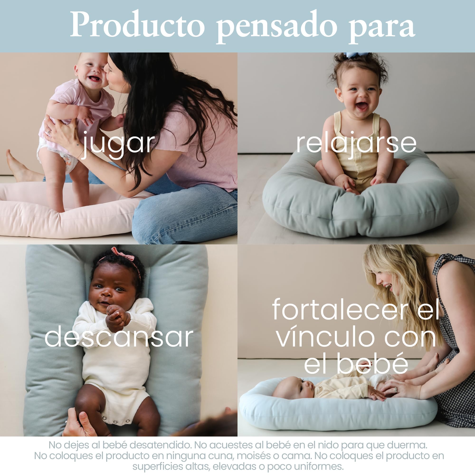 snuggle me Me® Nido Bebé Recién Nacido (De 0 a 9 Meses): Nido Bebé de Algodón Orgánico de Primera Calidad con el Centro Relleno de Fibra, 100% Lavable a Máquina y con Bolsa de Viaje (Bluebell)