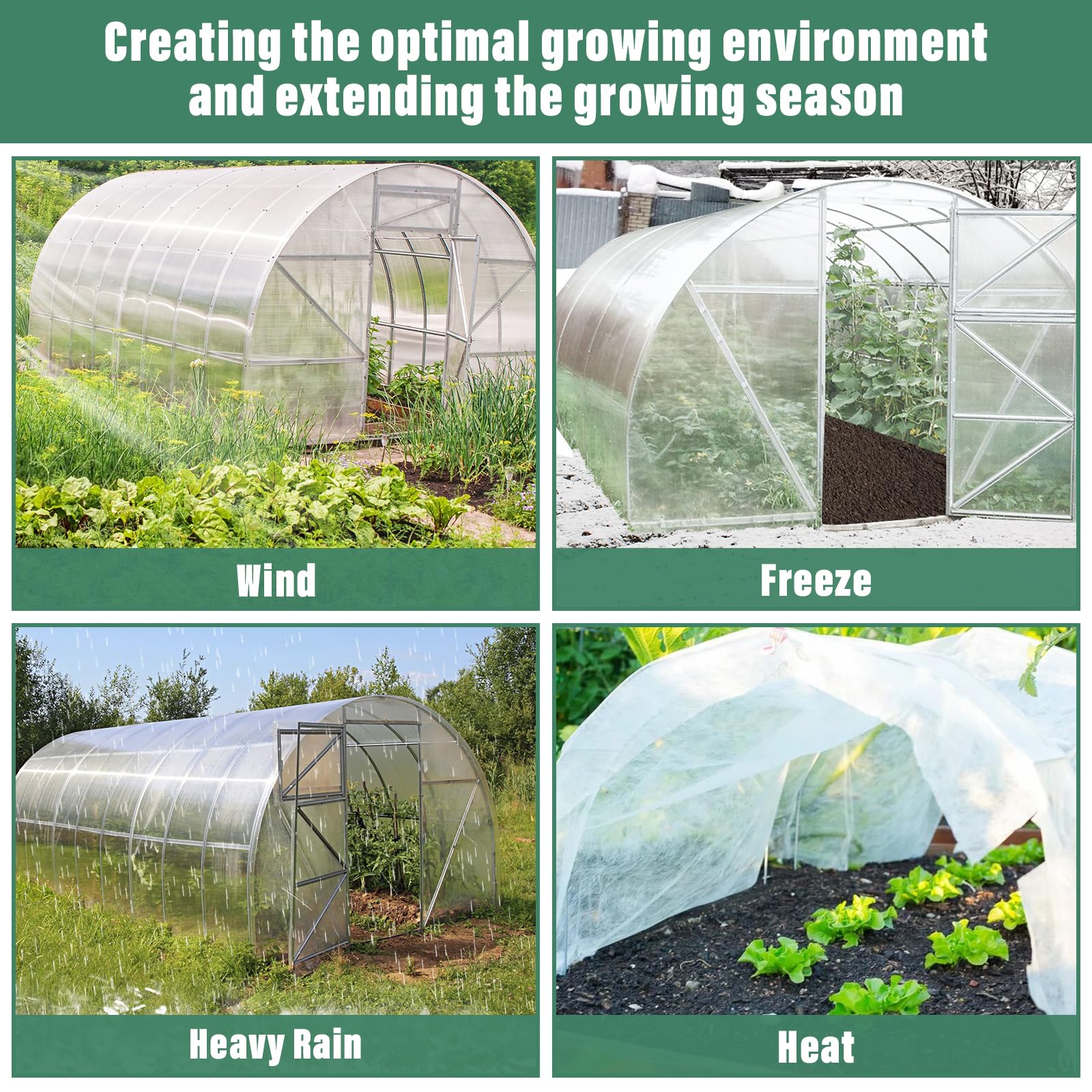 Legigo Cubiertas de plástico transparente para plantas de 8 x 25 pies, protección contra la congelación, lámina de plástico para invernadero de invierno de 6 mm, para heladas, agua, sol, viento,