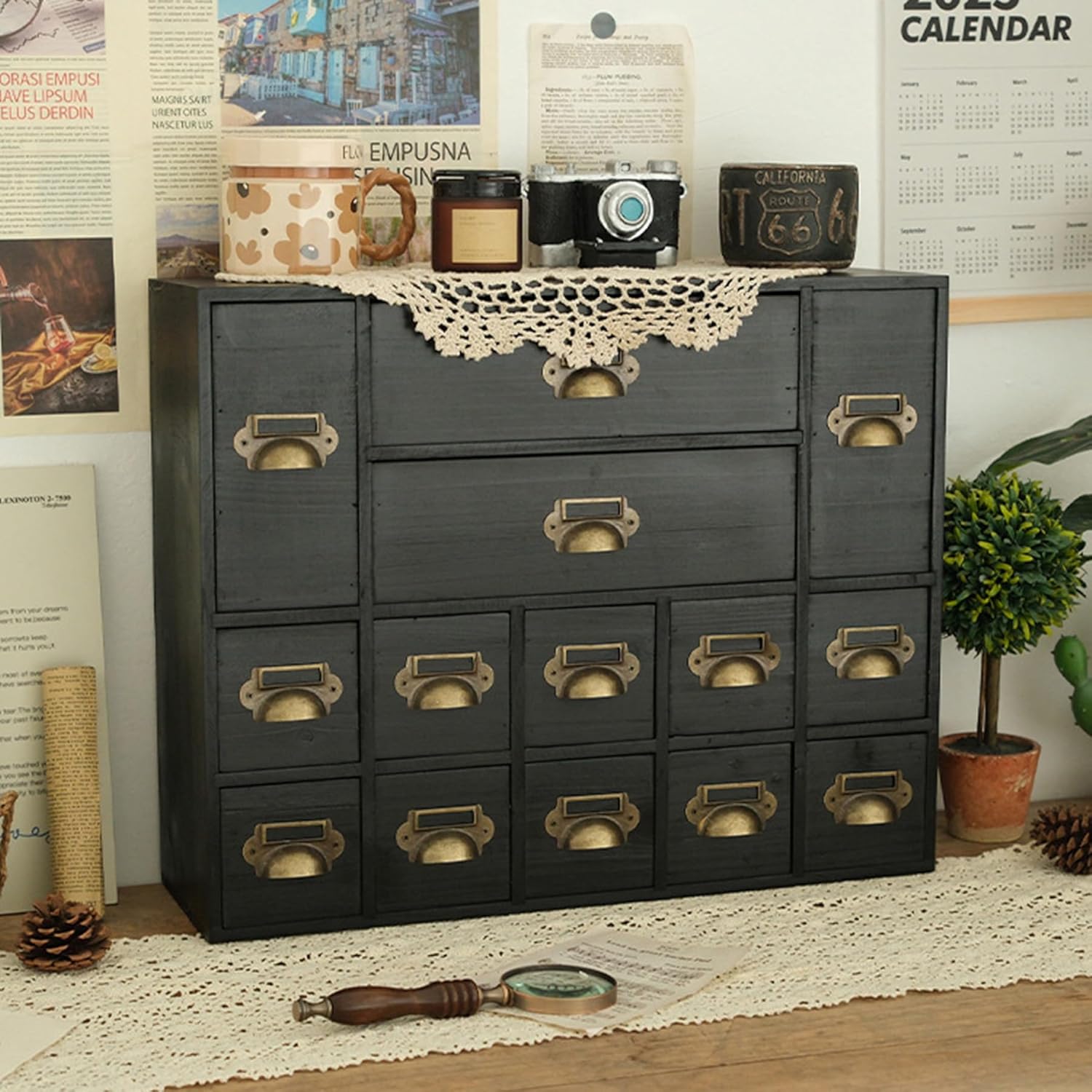 14 Drawers Apothecary Drawers Card Catalog