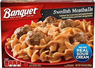 Banquet Swedish Meatballs, Microwave Meal for One, Frozen Meal, 10.45 OZ