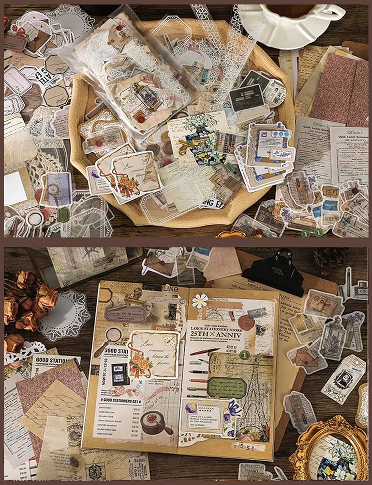 Ricaコラージュ素材販売中　5点 福袋 5点 コラージュ 素材 シール ステッカー 和紙 デザイン