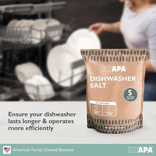 Miniatura 6 de Ilyapa Sal para lavavajillas de 5 libras, sal natural 100% pura para lavavajillas, cristales suavizantes de agua sin tinte y fragancia, ayuda de