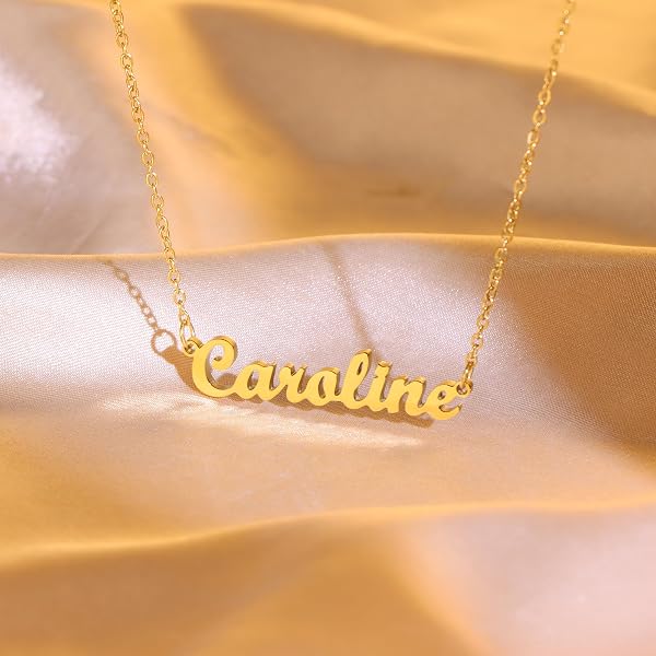 Ldurian Custom Name Necklace, Personalized Name Plate Pendant Necklace Pre Gifts, Charm Pre-made Jewelry for Mom Mama Birthday Anniversary - 5