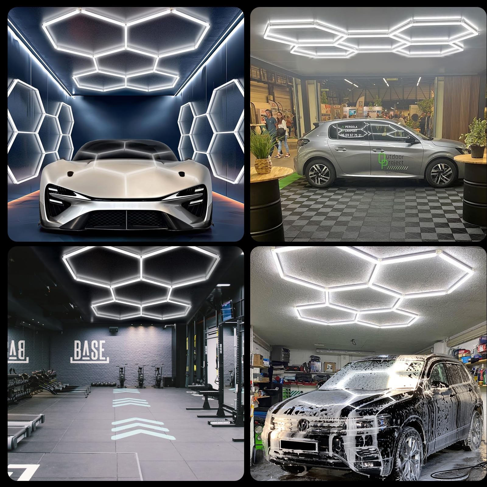 Garagenlampe LED 5-Hex 192W 6500K Verformbare LED Werkstatt Deckenleuchte DlY Sechseck Garage Licht für Garage, Werkstatt, Lager, keller, Fitnessstudio