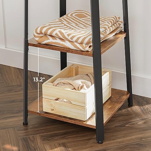 Miniatura 5 de VASAGLE Perchero, Soporte para abrigos con 3 estantes, árbol de pasillo independiente con ganchos para bufandas, bolsos, paraguas, marco de acero,