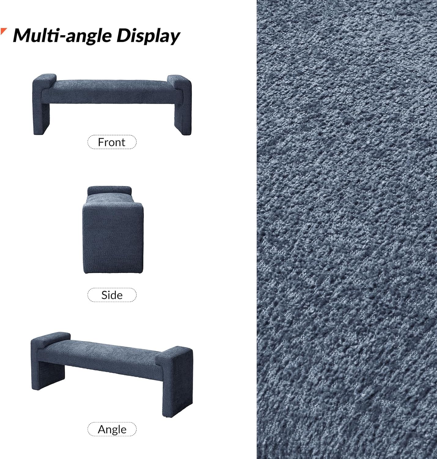 HULALA HOME 58.5" End of Bed Bench, Modern Fabric Upholstered Entryway Bench, Footrest Stool Accent Bench with Solid Wood Frame for Bedroom Living Room, Slate-Blue
